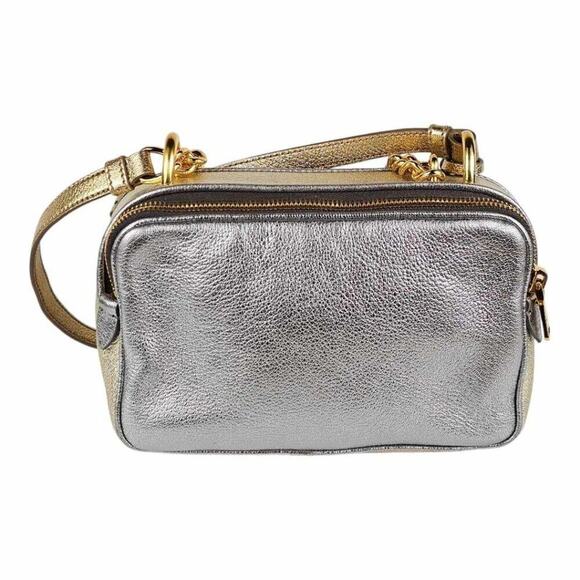 MIU MIU Metallic Silver and Gold Leather Crossbody Camera Bag Chain Strap Rare - Picture 6 of 16
